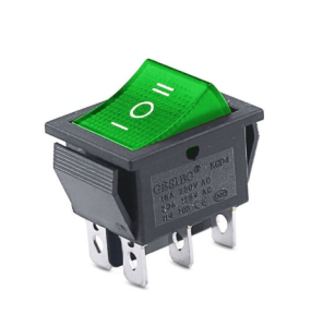 Przełącznik kołyskowy trzy-pozycyjny KCD4 zielony 16A/250V  ON-OFF-ON  podświetlany