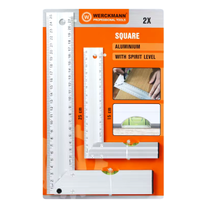 Aluminiowe Kątowniki Werckmann z poziomicą - zestaw 15 i 25 cm